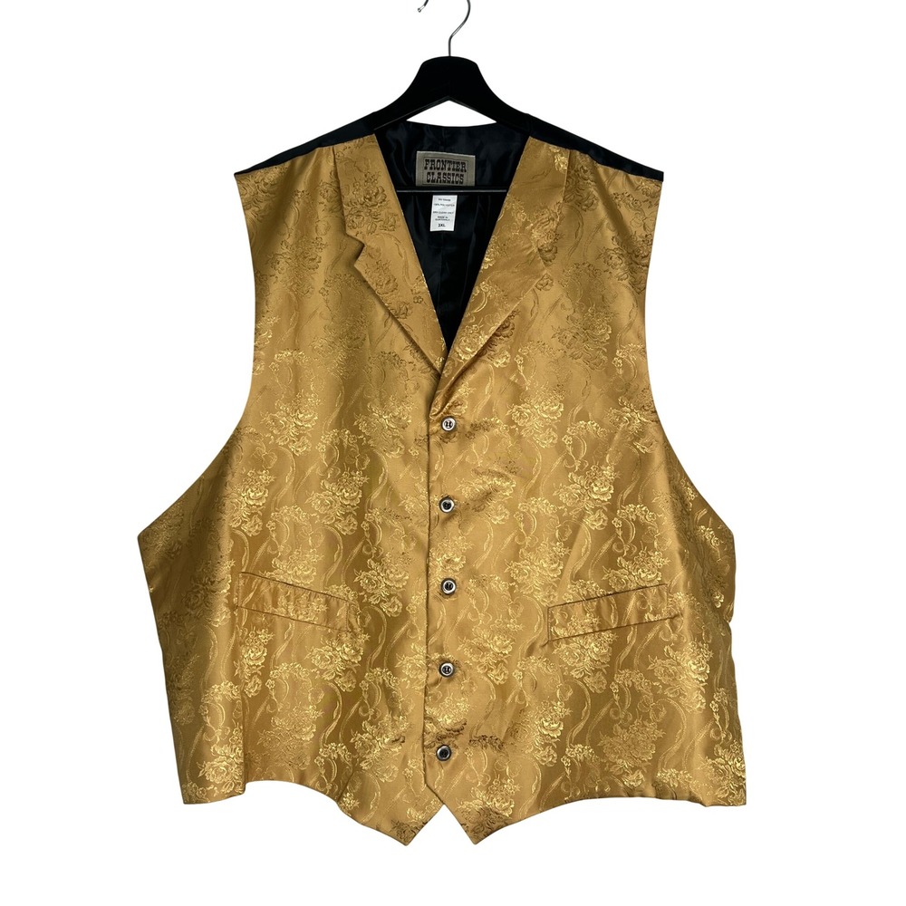 Frontier Classics Mens 3XL Gold Floral Brocade Victorian Steampunk Formal Vest